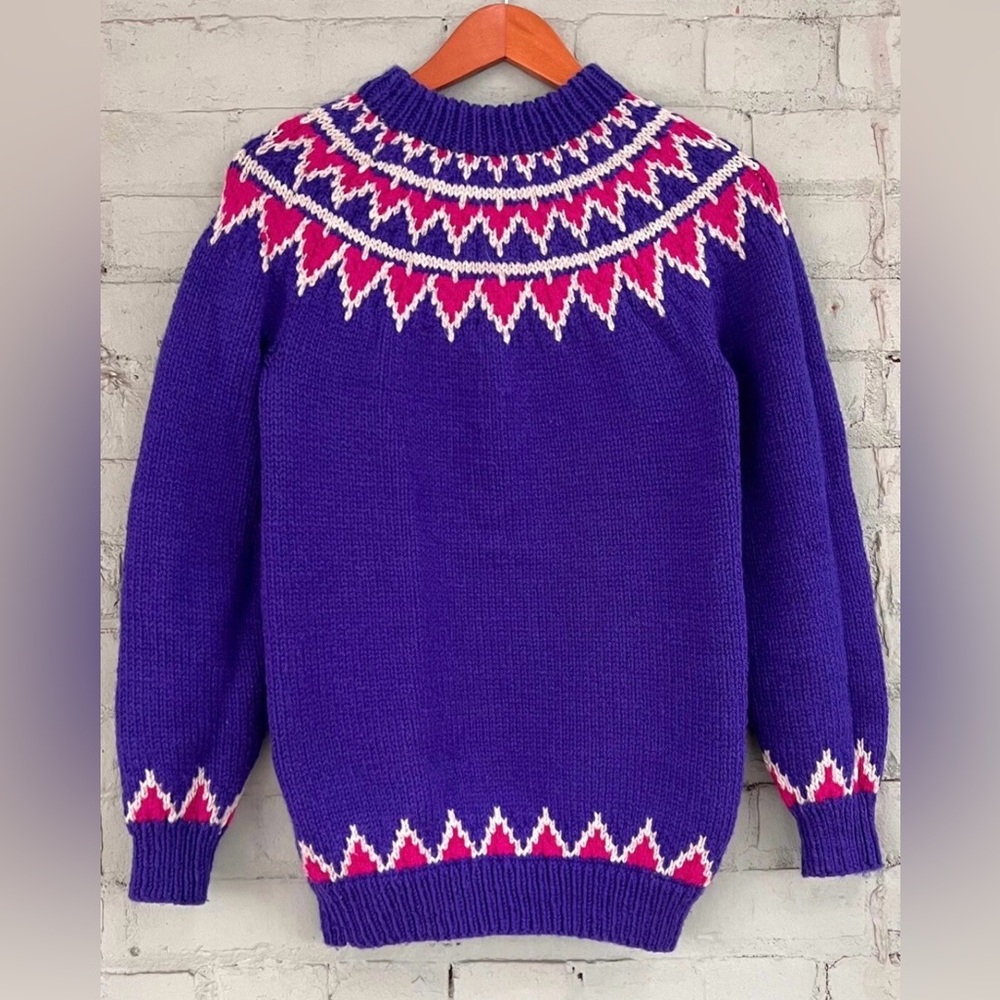 Vintage Fair Isle Sweater in Purple and Pink